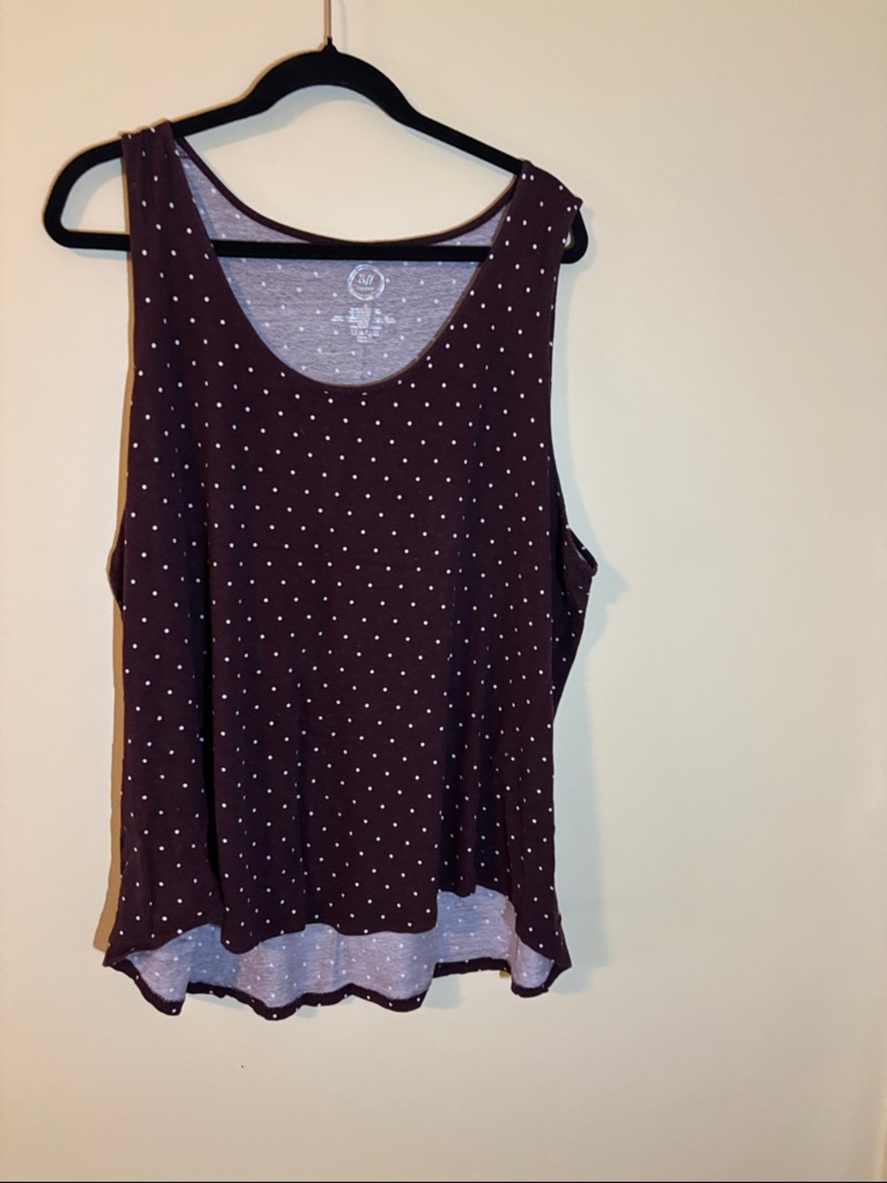 Women’s Polka Dot Scoop Neck Tank Top - Plum/maroon